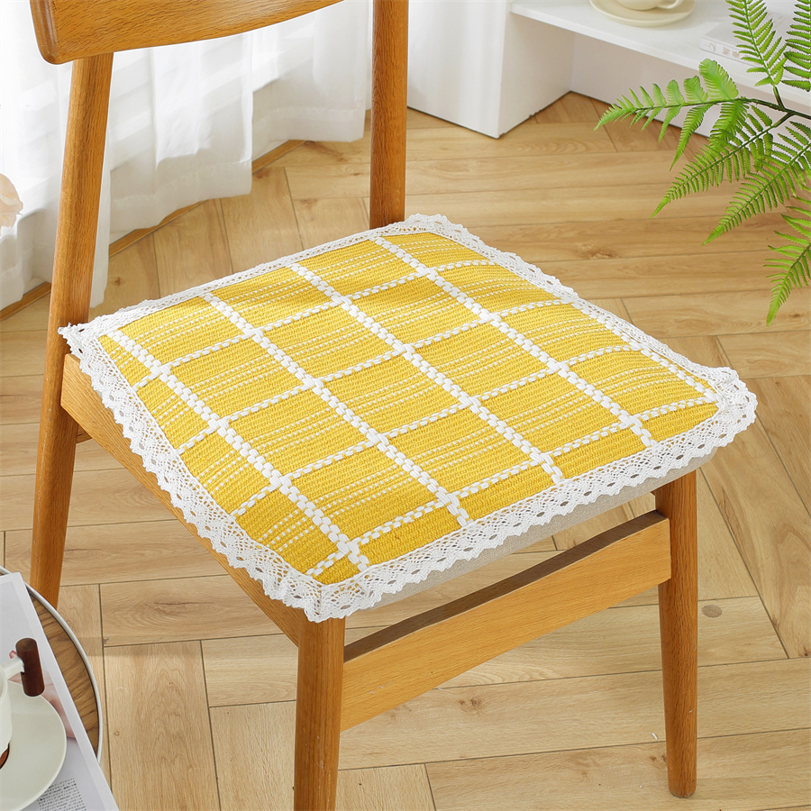四季通用棉线编织薄款椅子垫子坐垫椅垫透气马蹄形餐椅垫汽车座垫