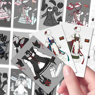 160张热门OC服装贴纸创意二次元兔服个性穿搭设计素材手账diy贴画