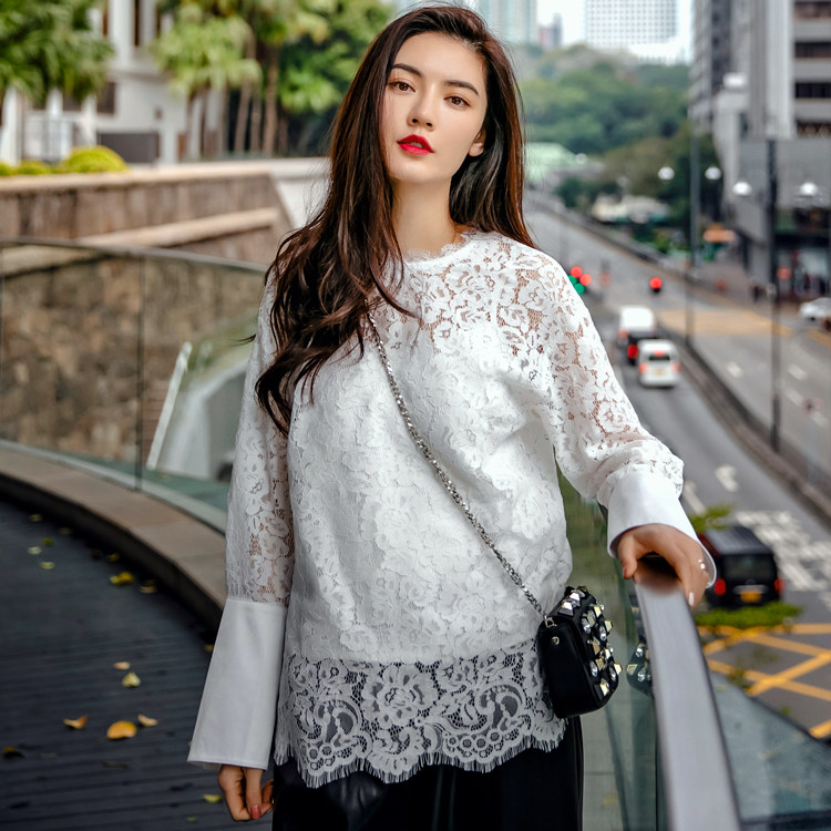 欧美复古上衣镂空蕾丝宽松