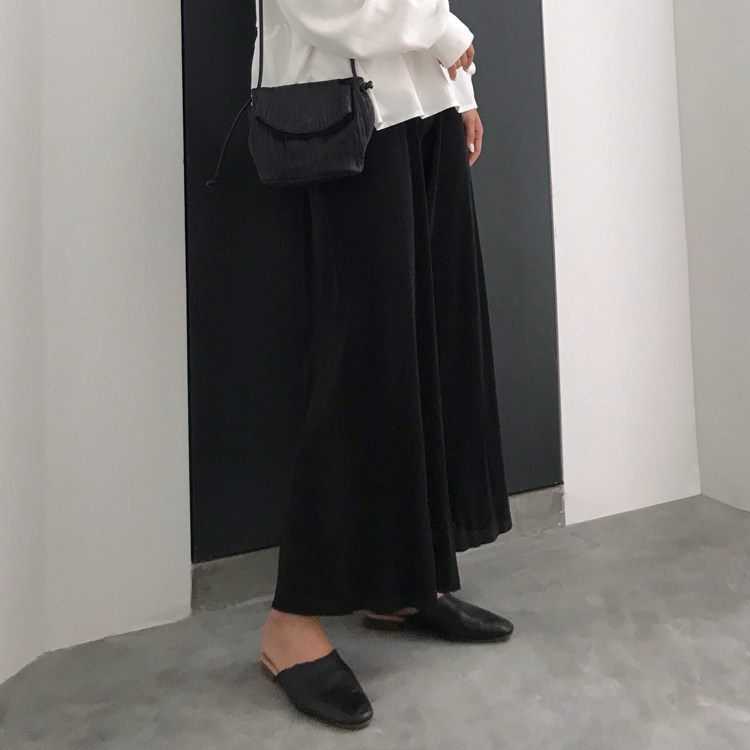 韩版温柔风高腰宽松宽腿裤