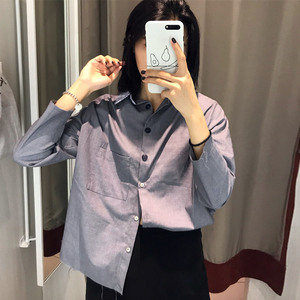 ins超火的新款拼接复古港味衬衫