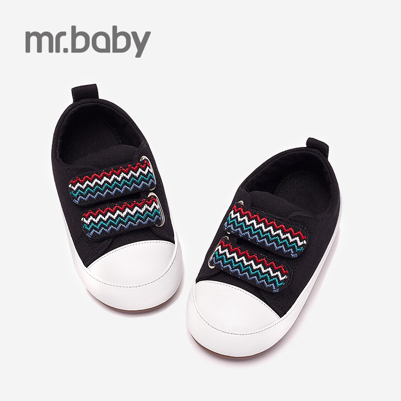 mrbaby女童休闲鞋2021年春季新款彩色电绣魔术贴学步