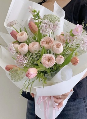 西岱岛 北京同城送花上门 鲜花速递 荷兰粉郁金香精致小花束生日