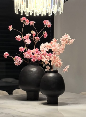 西岱岛出口正品陶瓷重工原单侘寂风花瓶手工大肚水培重花器 特价