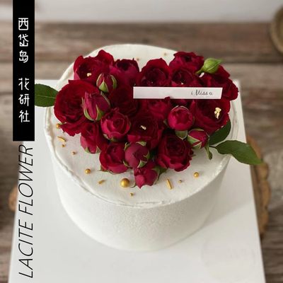 西岱岛北京同城表白纪念日生日蛋糕红色多头玫瑰桃心戚风鲜花蛋糕