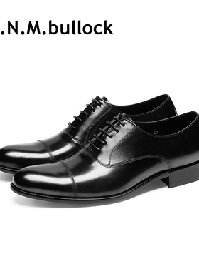 BL22-113 意大利跨境头层牛皮男士商务正装手工皮鞋三接头透气鞋