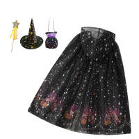 Kids Witch Mesh Cape Costume for Halloween Party thumbnail 4