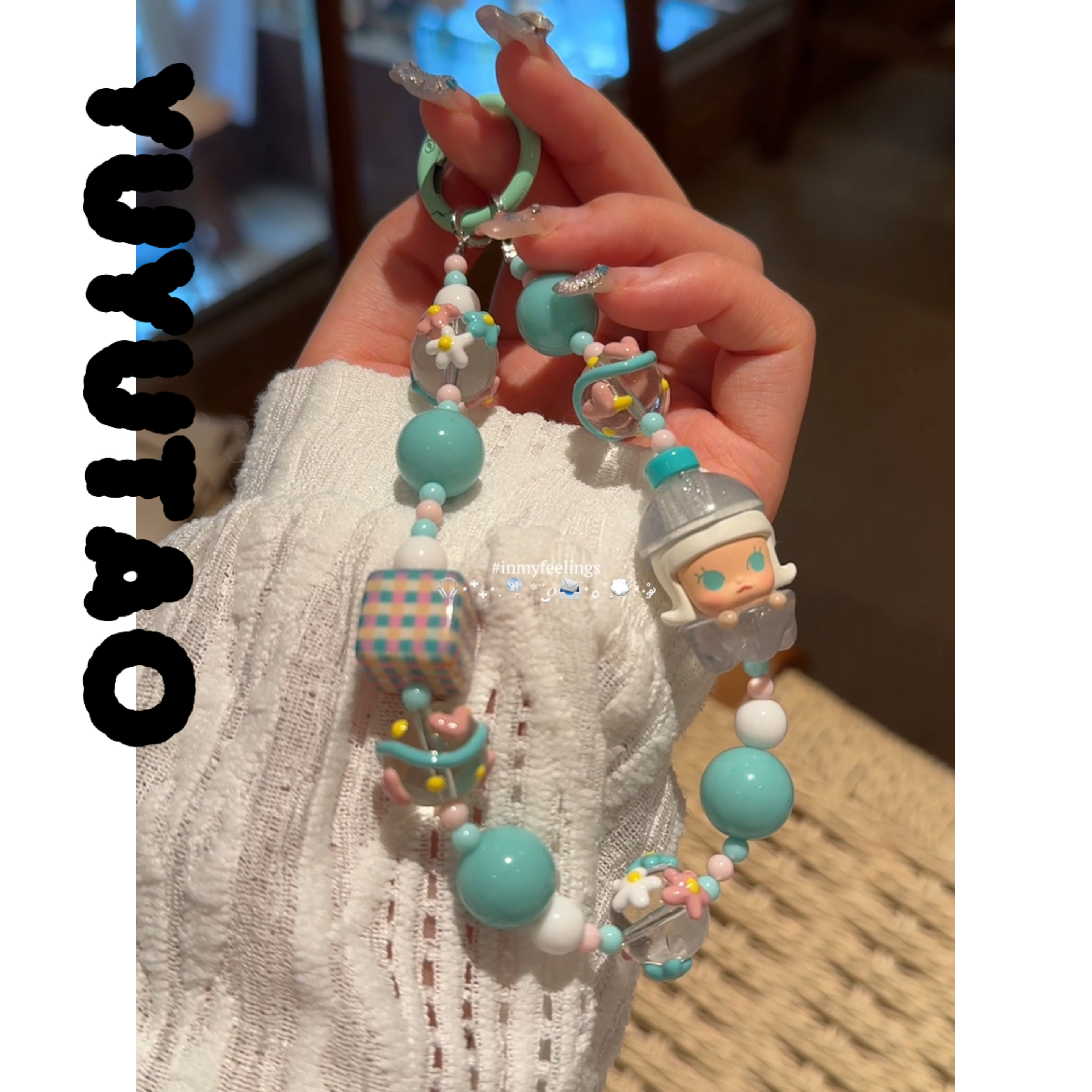 原创泡泡玛特汽水茉莉手机挂链