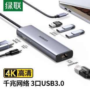 ugreen绿联Type C转HDMI转换器网口分线器4K6合1 C扩展坞USB