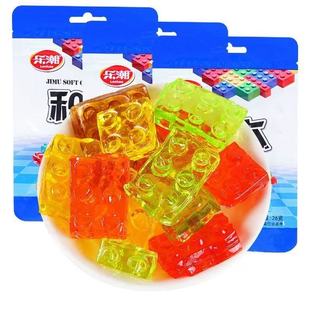 乐潮积木软糖水果味拼图糖果玩具橡皮糖水果味儿时怀旧休闲零食