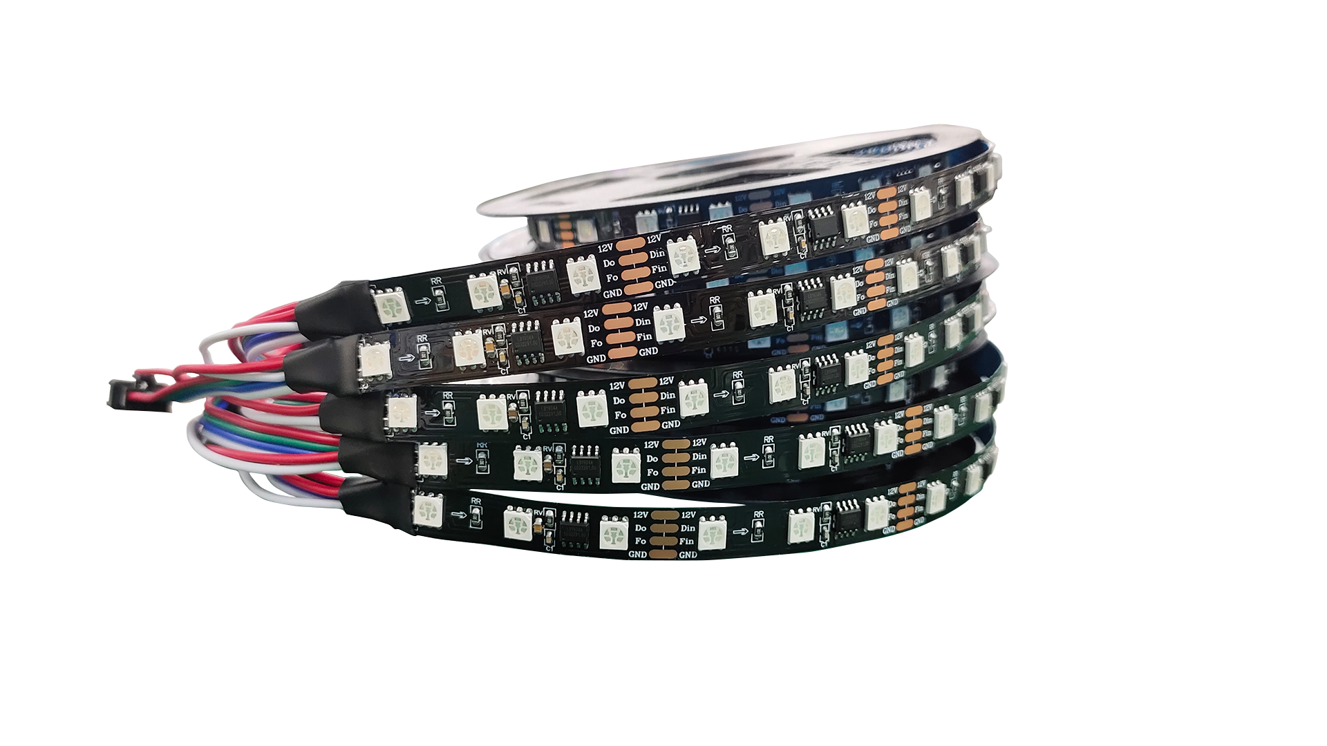 1934全彩LED灯条5050RGB贴片外置IC灯珠可编程12V幻彩灯带