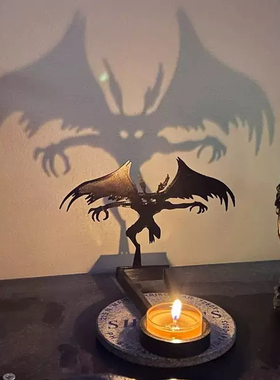 跨境Funny Shadow Stand万圣节有趣的蜡烛台恶魔投影灯桌面摆件