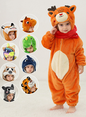 MICHLEY动物造型连体衣宝宝 法兰绒爬服跨境法兰绒爬服连体衣