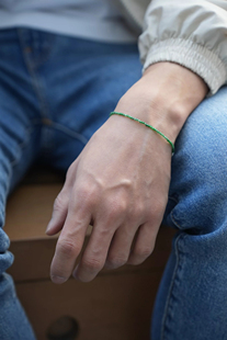 天然阳绿翡翠925银手链极细2mm设计礼物新中式 潮流简约精致高级感