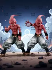 Dragon Ball Anime Peripheral Case, Car-Mounted Desktop Ornament, Civilized Little Buu, Trendy Gk Figure, Two-Dimensional Model