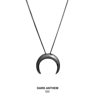 dark 弦月月亮项链纯银男女情侣黑色轻奢简约设计师 anthem重音