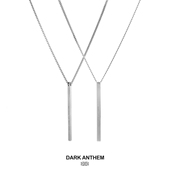 dark anthem重音江衡同款 竖条项链纯银简约男生吊坠毛衣链镀18K金