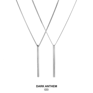 dark 竖条项链纯银简约男生吊坠毛衣链镀18K金 anthem重音江衡同款