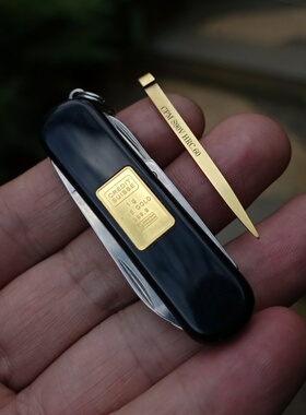 维氏Victorinox小型 收藏款黑色典范瑞士军刀24K镀金牙签改装配件