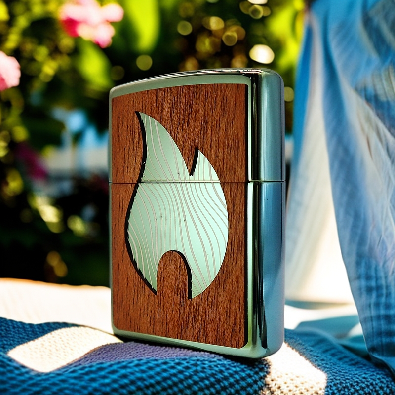 ZIPPO/之宝打火机 火焰木纹之上 徽章 美版 49057 刀耕火种 MBJ1