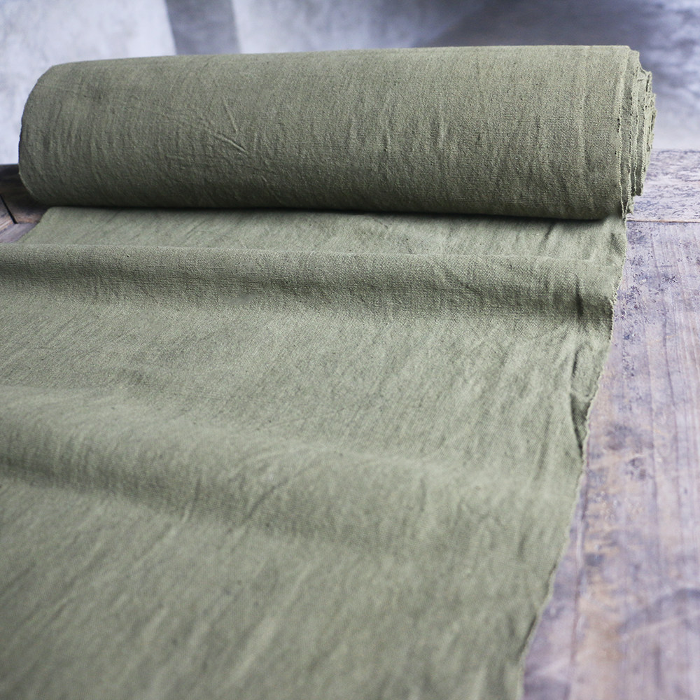 倚山人手织布杨梅染土布棉面料