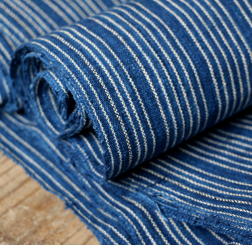 传统靛蓝植物手织茶席45公分布料