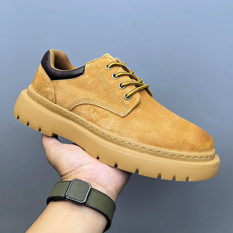 马丁靴男低帮真皮复古百搭休闲鞋厚底增高工装鞋英伦风反绒皮鞋潮