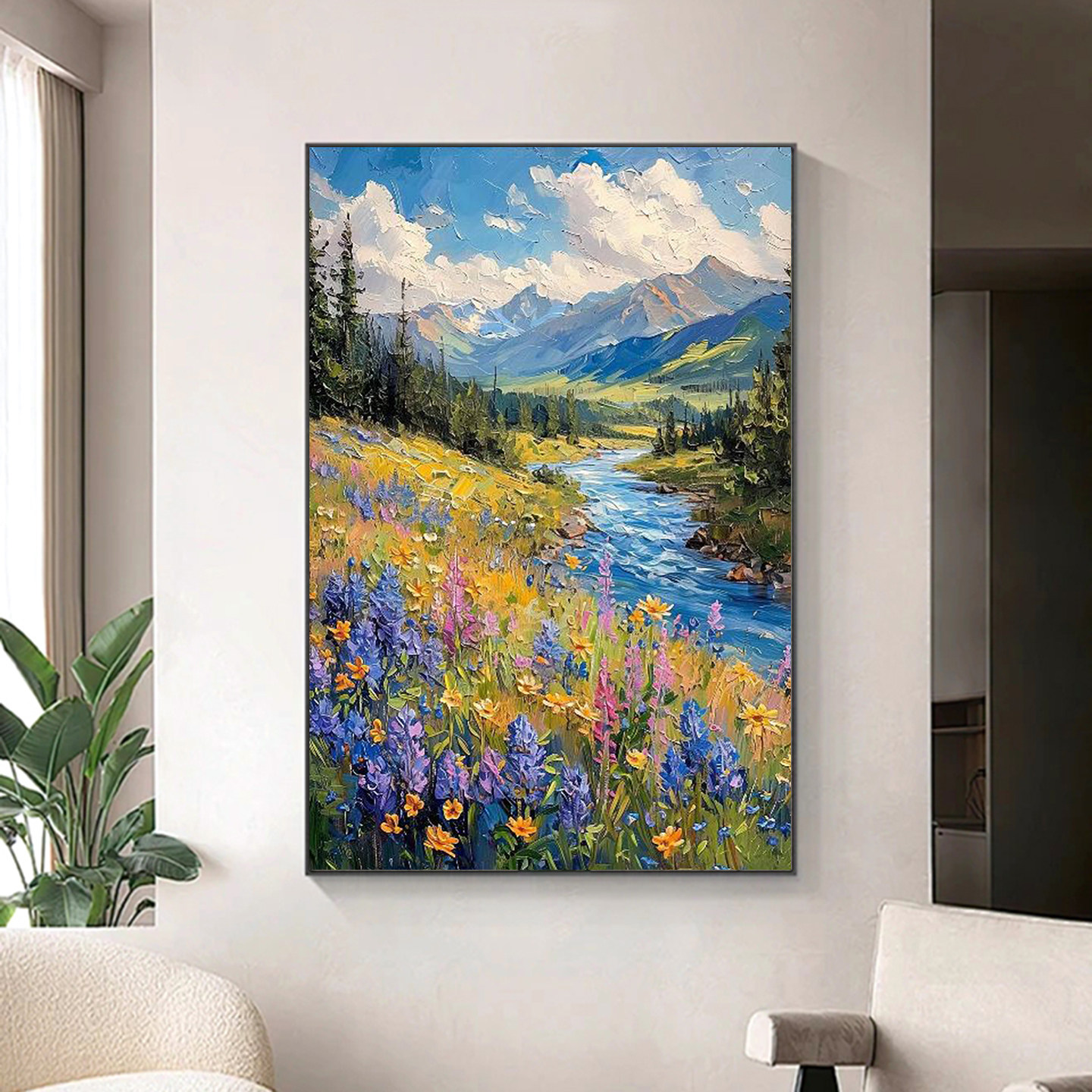 白鹿艺术纯手绘油画印象派风景画图片
