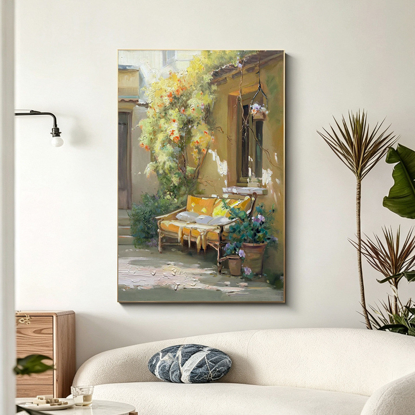 可班手绘油画暖阳雅居竖版装饰画
