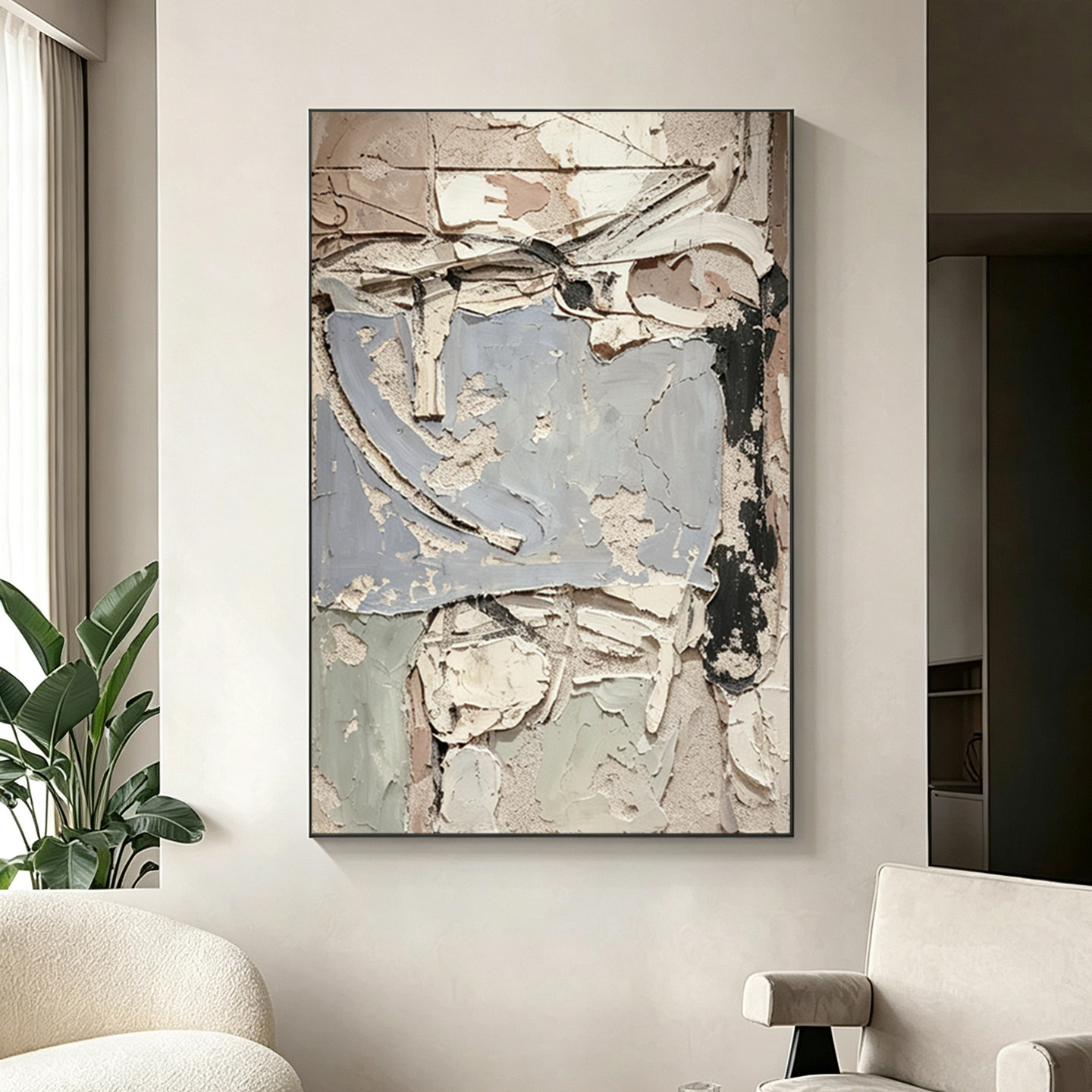 可班手绘油画清和聚祥玄关装饰画