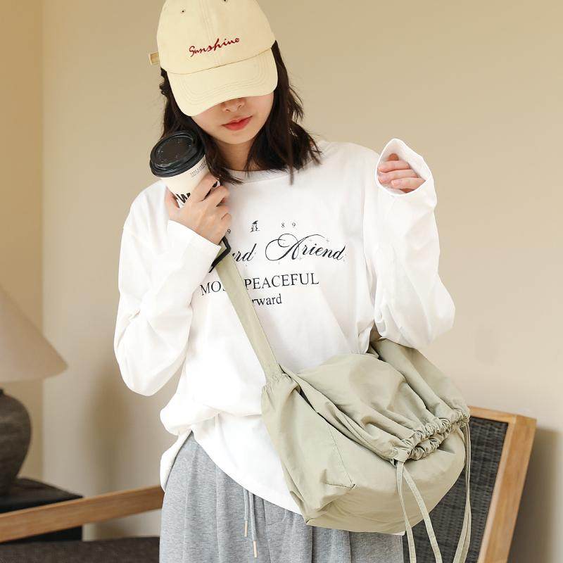 日系文艺尼龙布抽绳水桶包女百搭复古斜挎包时尚轻便单肩托特包潮,箱包皮具/热销女包/男包,水桶包,淘宝优惠券,粉丝福利购,淘宝优惠卷