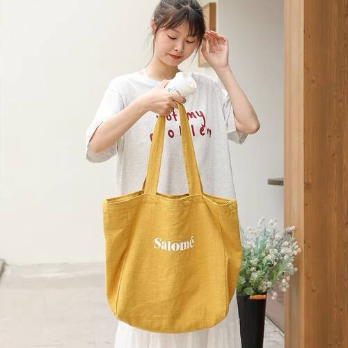 韩版休闲字母帆布袋女百搭