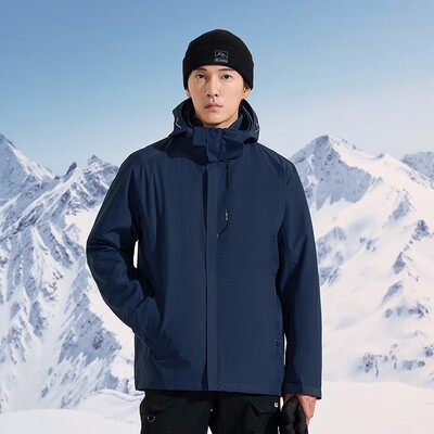 探路者套绒冲锋衣男 23秋冬三合一防水登山服两件套TAWWBL91318