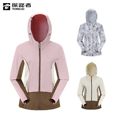 探路者外套 春夏新款户外女式连帽徒步外套TAEEAM82205