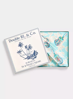 现货RRL高端意大利制手工热带夏威夷风格复古领带方巾礼品盒套装