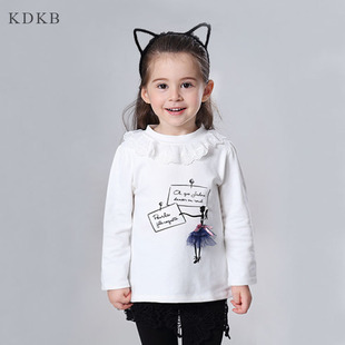 女童中高领长袖T恤2025春秋季新款童装中小童百搭立领蕾丝打底衫