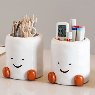 高颜值可爱笔筒儿童收纳大容量学生男女孩办公室化妆刷桶桌面摆件