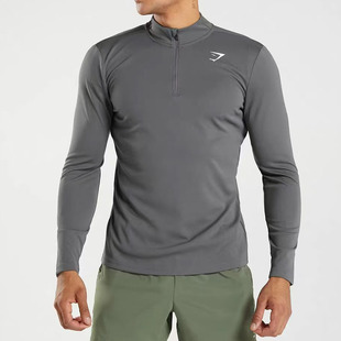 现货Gymshark arrival zip long sleeve健身撸铁立领拉链速干长袖