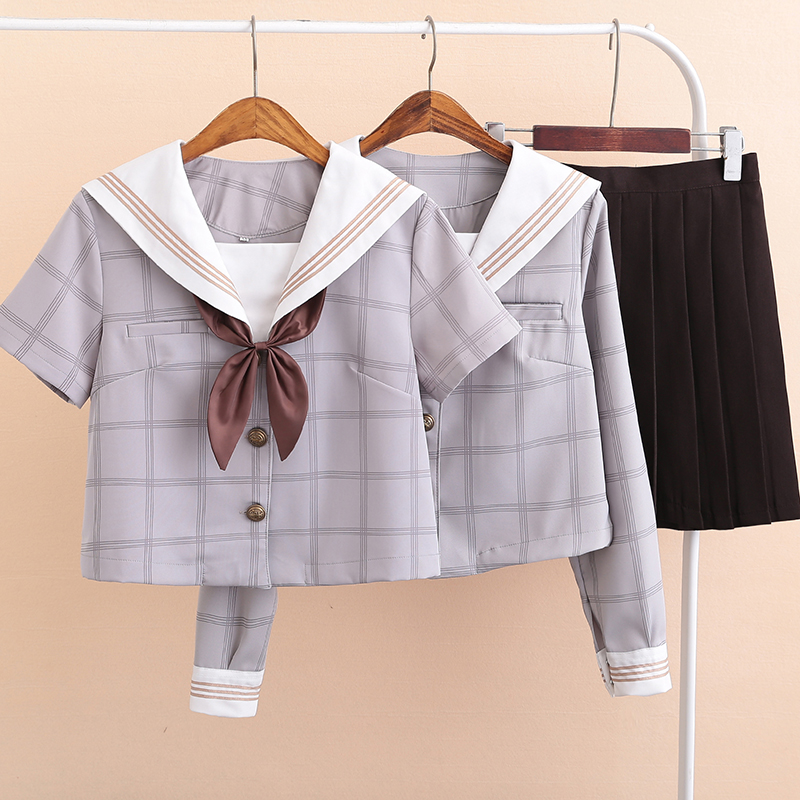 曲奇格子正统JK制服日系三本关东襟夏水手服女可爱学院风学生套装12月03日最新优惠