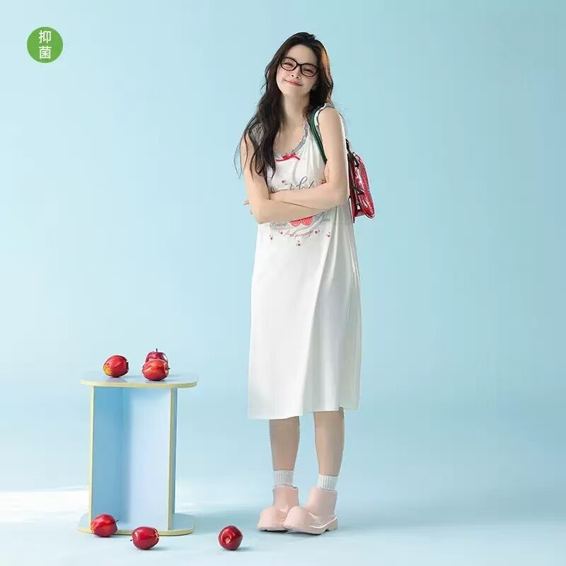夏季莫代尔超柔软樱桃睡裙