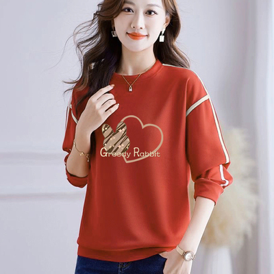 纯棉拼接长袖印花卫衣秋冬