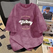 显瘦扎染T恤女时尚 修身 高级感洋气减龄字母上衣 短袖 外贸出口夏季