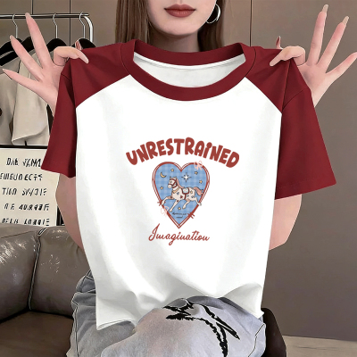 纯棉复古高级感简约短袖t恤女