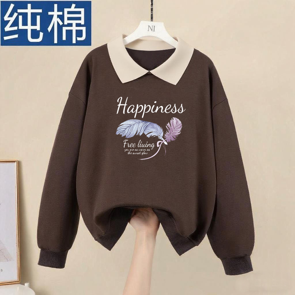 纯棉长袖气质卫衣女秋冬上衣