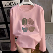 休闲长袖 外贸清仓捡漏纯棉长袖 文艺印花t恤女春秋新品 打底上衣潮