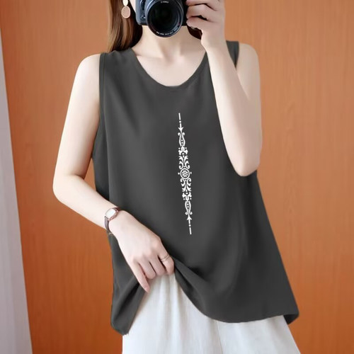 纯棉100%休闲印花吊带背心t恤