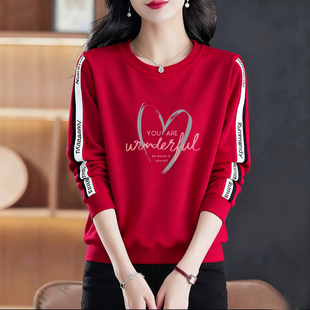 大牌出口纯棉圆领休闲大码 卫衣女春秋气质百搭显瘦上衣潮 胖mm长袖