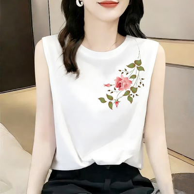 纯棉印花无袖背心女韩版