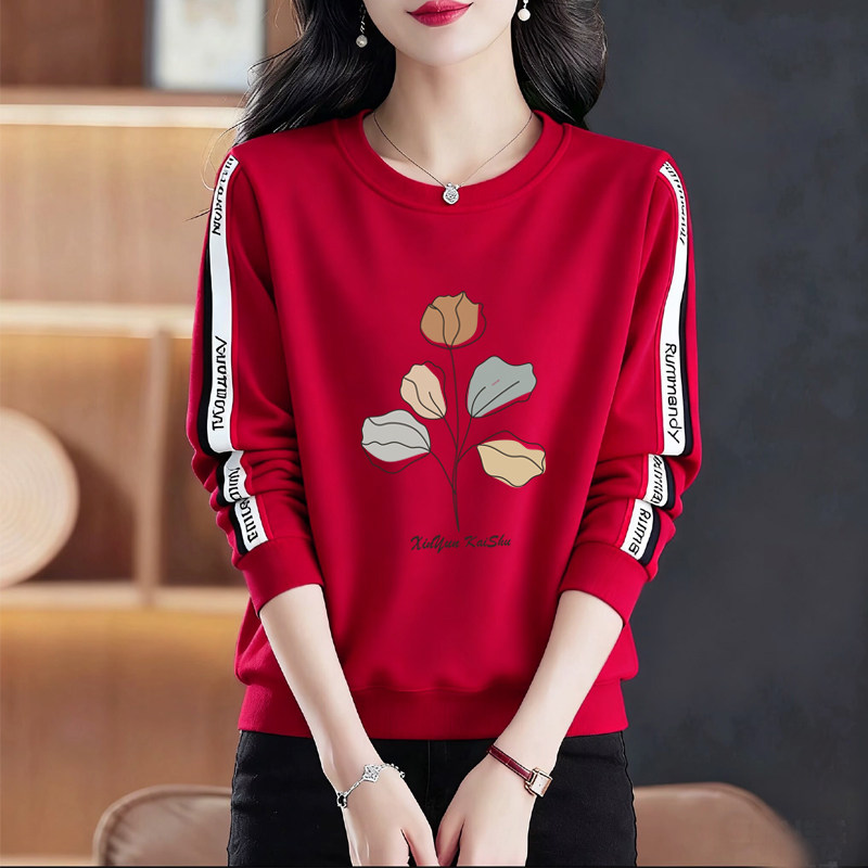 外贸清仓出口纯棉圆领大码拼接显瘦女士卫衣春秋气质减龄长袖上衣,女装/女士精品,大码内搭,淘宝优惠券,粉丝福利购,淘宝优惠卷