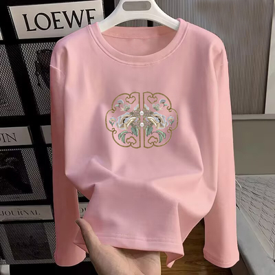 100%纯棉休闲大码印花上衣秋